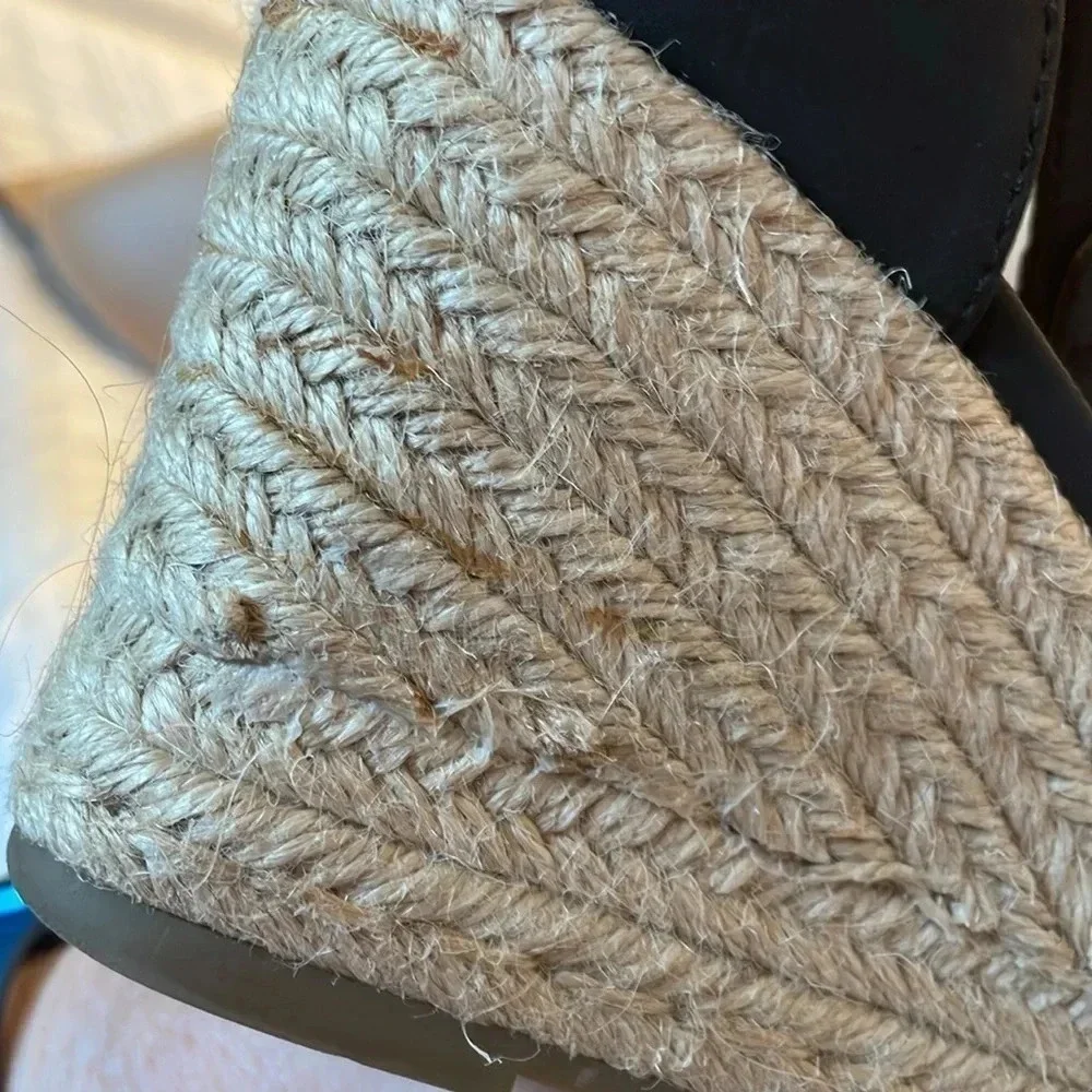 A.N.A. Black Wedge Espadrille Open‎ Toe Sandals